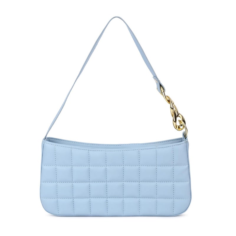 KLEIO Vegan Quilted Shoulder Sling Bag for Women/Girls - Turquoise - Image 4